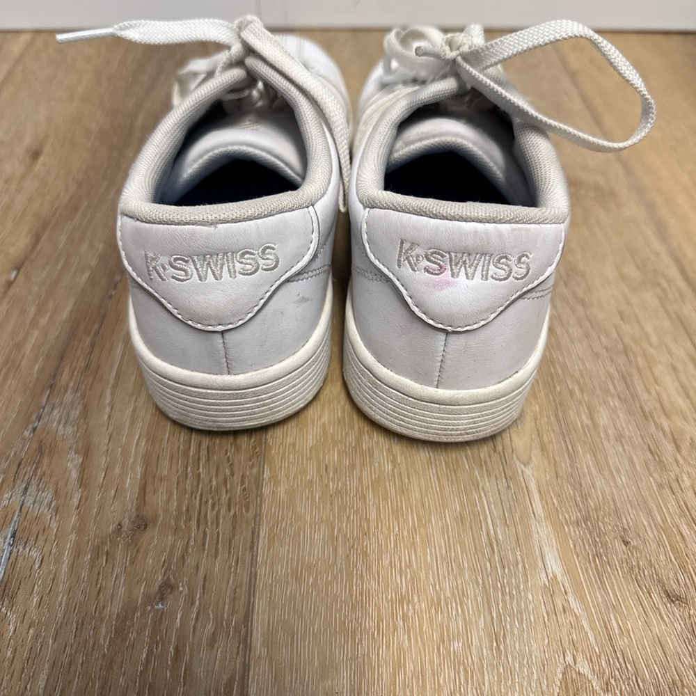 K-Swiss White Leather Sneakers Women’s 7 Classic Court Lace Up Shoes - Picture 5 of 10
